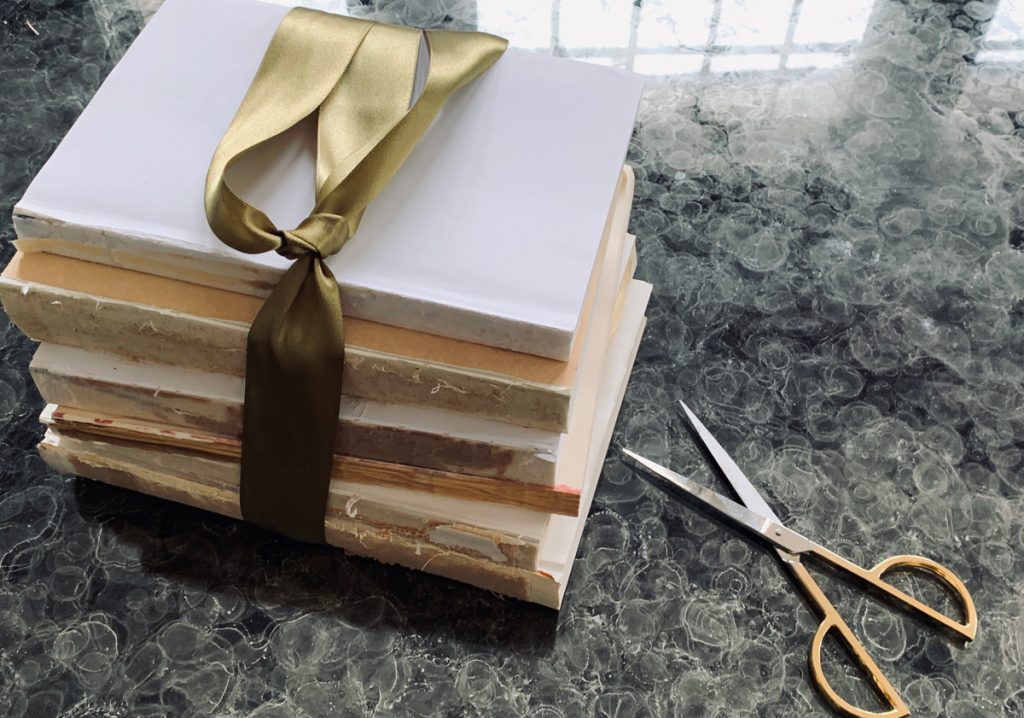 Deconstructed Books with ribbon